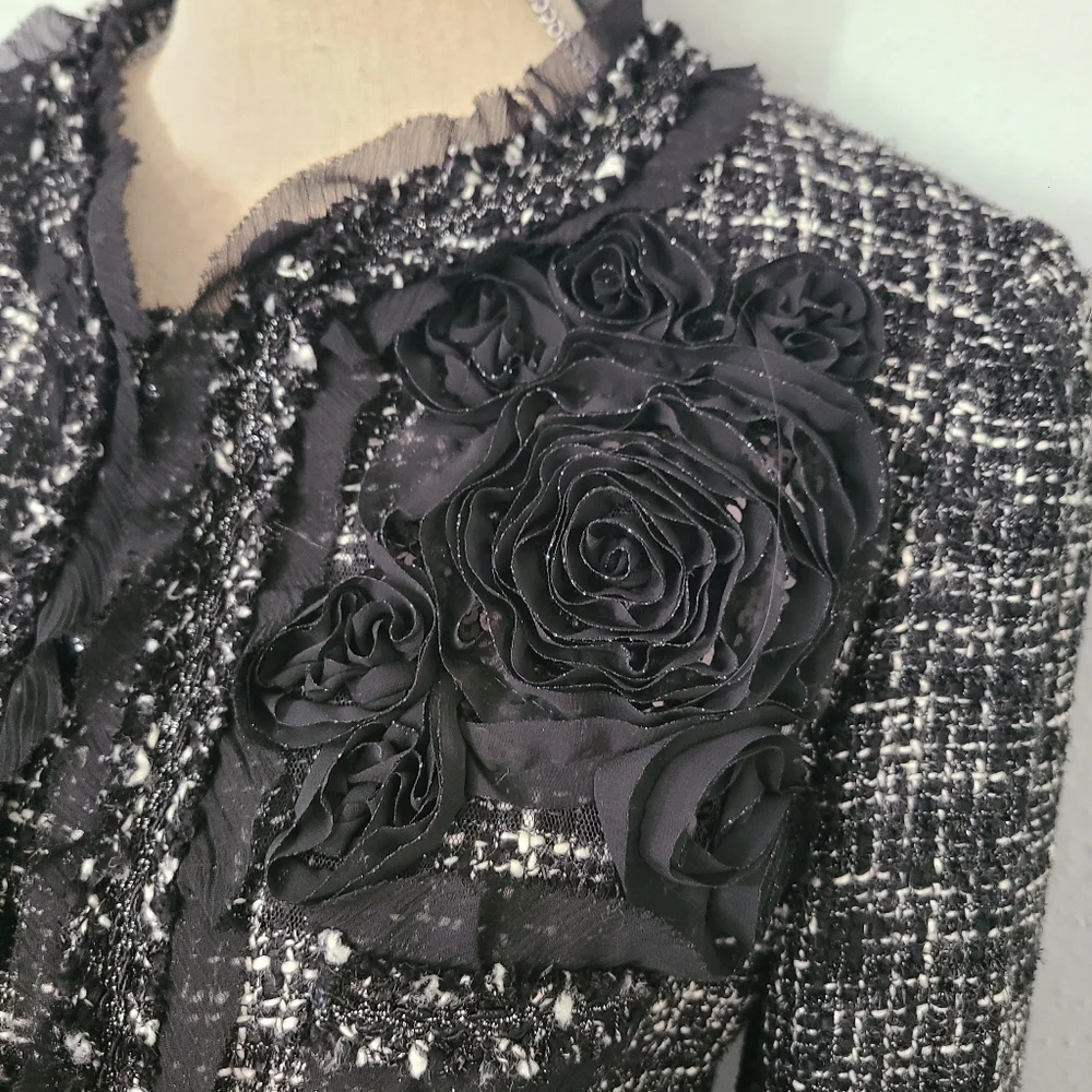 DDMorris Paris Black Tweed Women's Blazer/ Jacket‎ NWT Size 44/Small